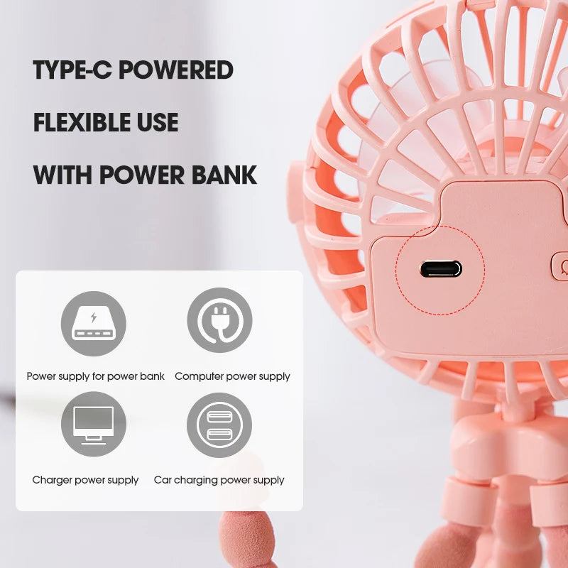 Ventilateur Clip USB Gaelo — Mini Octopus pour Poussette