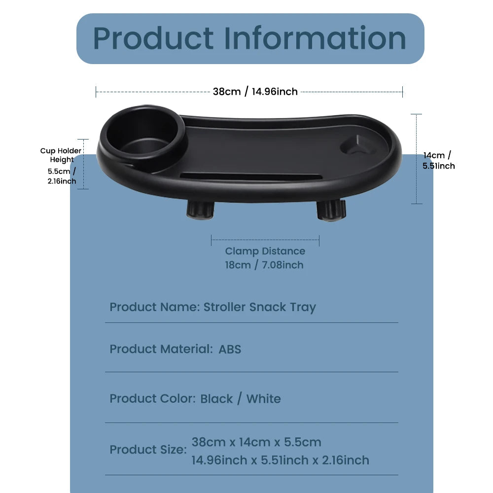 Plateau Repas 3-en-1 Gaelo — Porte-Gobelet & Support Téléphone pour Poussette